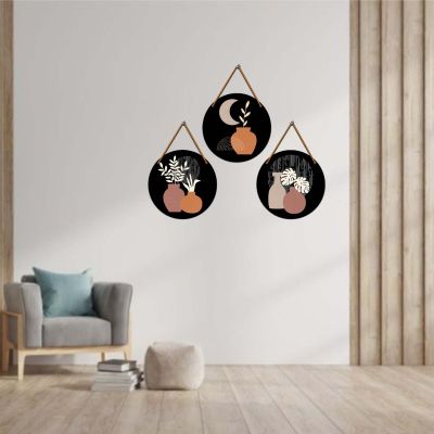 Modern Boho Round Hanging Wall Decor for Living Room, Bedroom, and Office Decor